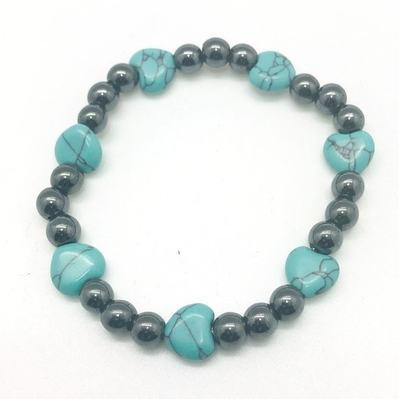 Beaded Bracelet - Hematite & Turquoise - Picture 2 of 2